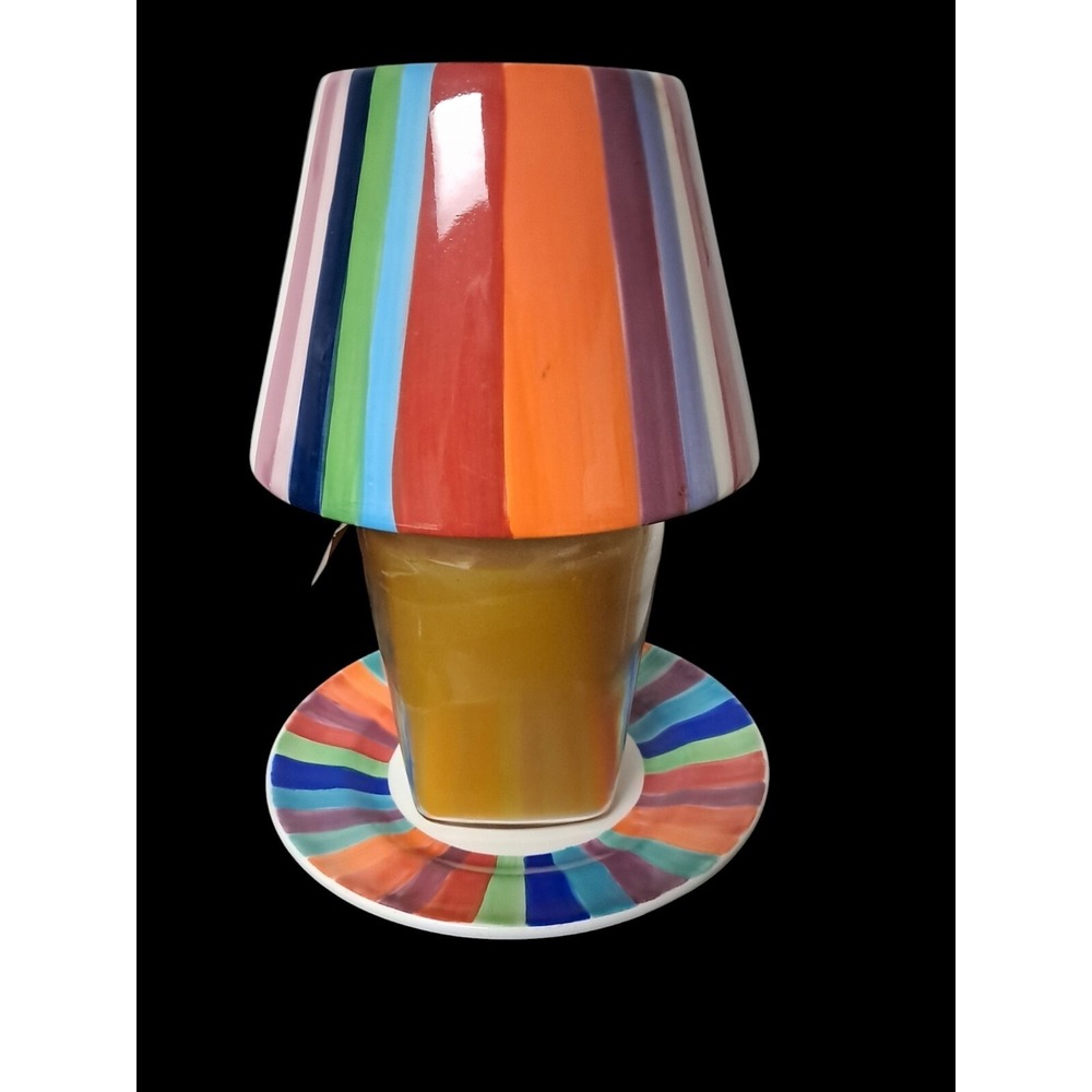 candle shadeโ and plate Stripes